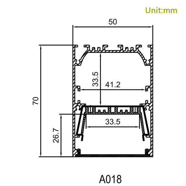 HL-A018 Aluminum Profile - Inner Width 33.5mm(1.31inch) - LED Strip Anodizing Extrusion Channel HL-A018 Aluminum Profile - Inner Width 33.5mm(1.31inch) - LED Strip Anodizing Extrusion Channel